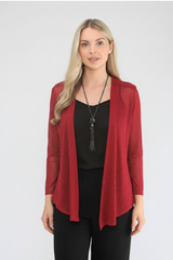 Saloos Women’s Fitted Metallic Mesh Open-Front Jacket with Necklace