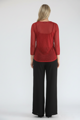 Saloos Women’s Fitted Metallic Mesh Open-Front Jacket with Necklace