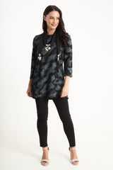 Saloos Women's Textured Geo Print Tunic with Scarf