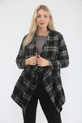 Saloos Women’s Plaid Open Front Lightweight Coat with Side Pockets