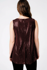 Saloos Women's Double Layer Sequin Sleeveless Party Top with U-Back