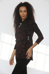 Saloos Women's Textured Geo Print Tunic with Scarf