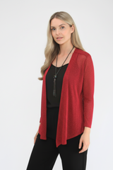 Saloos Women’s Fitted Metallic Mesh Open-Front Jacket with Necklace