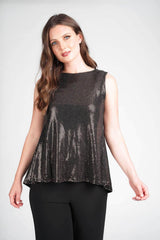 Saloos Women's Double Layer Sequin Sleeveless Party Top with U-Back