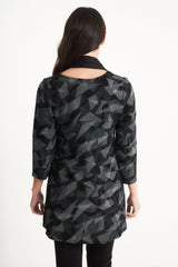 Saloos Women's Textured Geo Print Tunic with Scarf