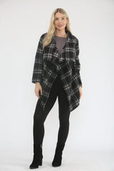 Saloos Women’s Plaid Open Front Lightweight Coat with Side Pockets