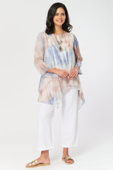 Saloos Asymmetric Hem Tie-Dye Top