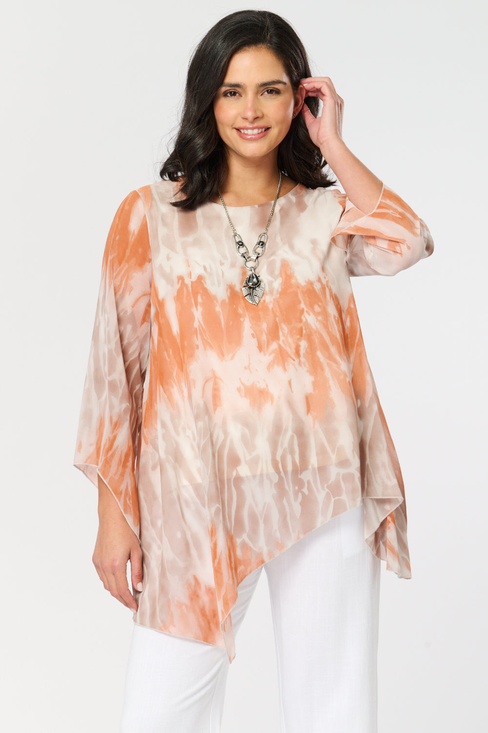 Saloos Asymmetric Hem Tie-Dye Top